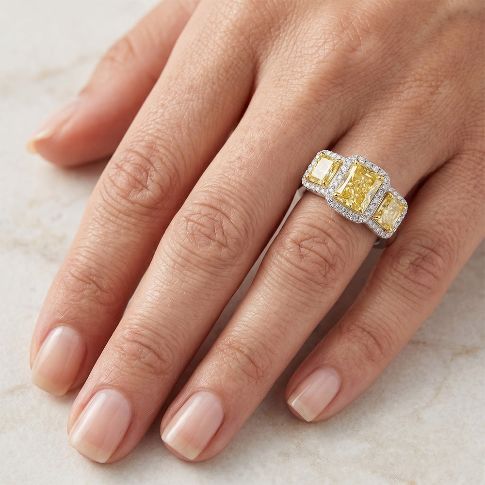 Diamante Giallo Fancy Purezza VVS Anello Statement – 2 carati in