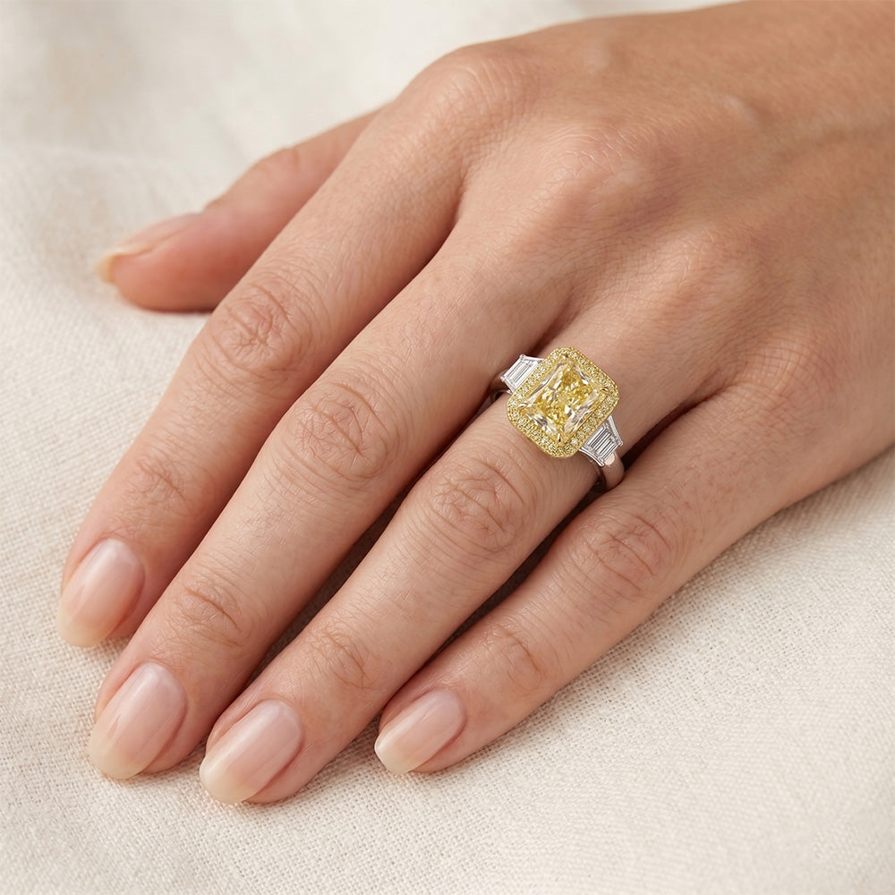 Diamante Giallo Fancy VVS Anello 2 carati in Oro 14 Carati