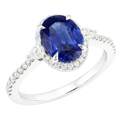 Diamante Naturale Autentico ( non creato in laboratorio ) E Zaffiri Anello