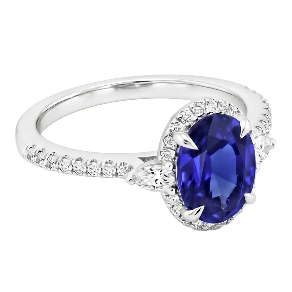 Diamante Naturale Autentico ( non creato in laboratorio ) E Zaffiri Anello