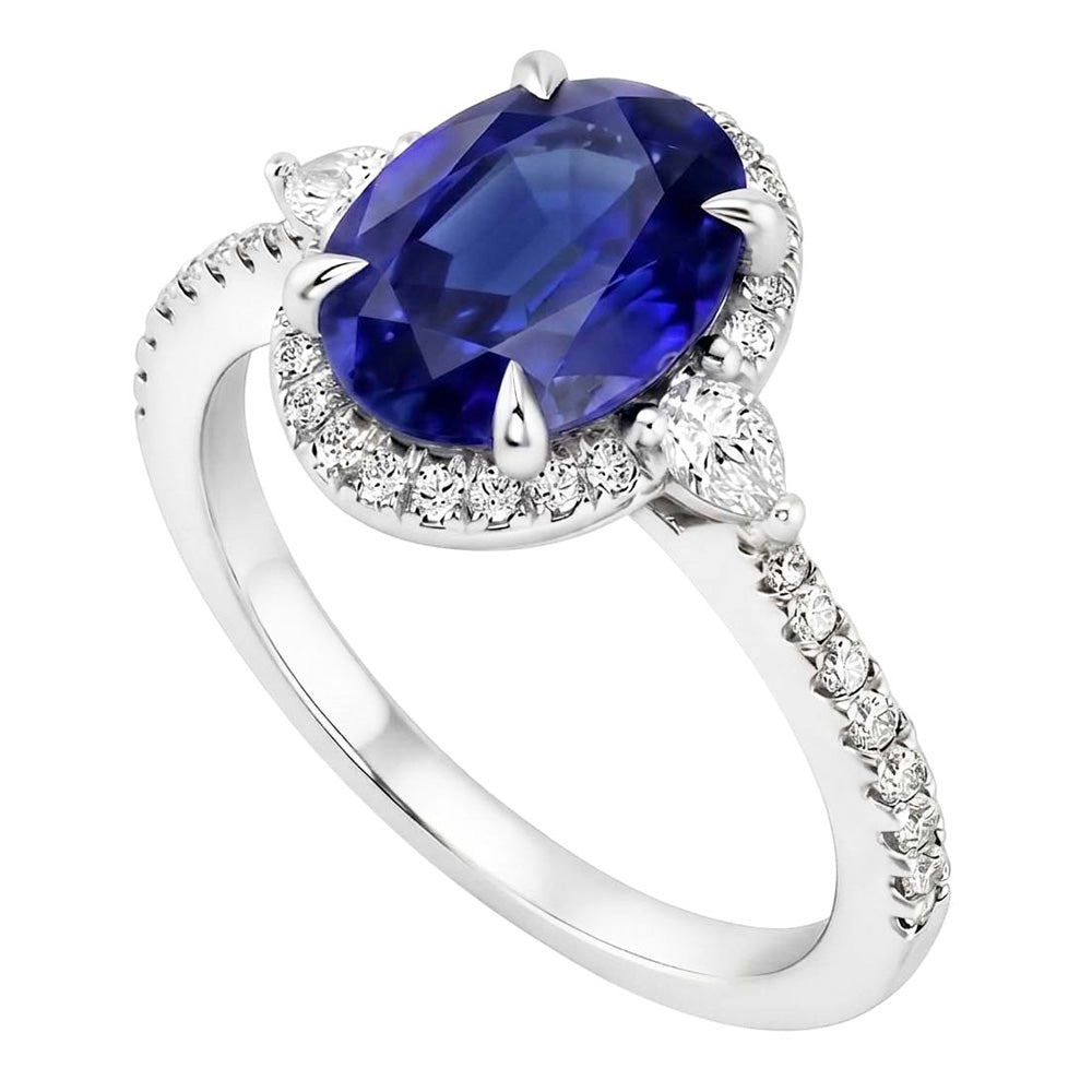 Diamante Naturale Autentico ( non creato in laboratorio ) E Zaffiri Anello