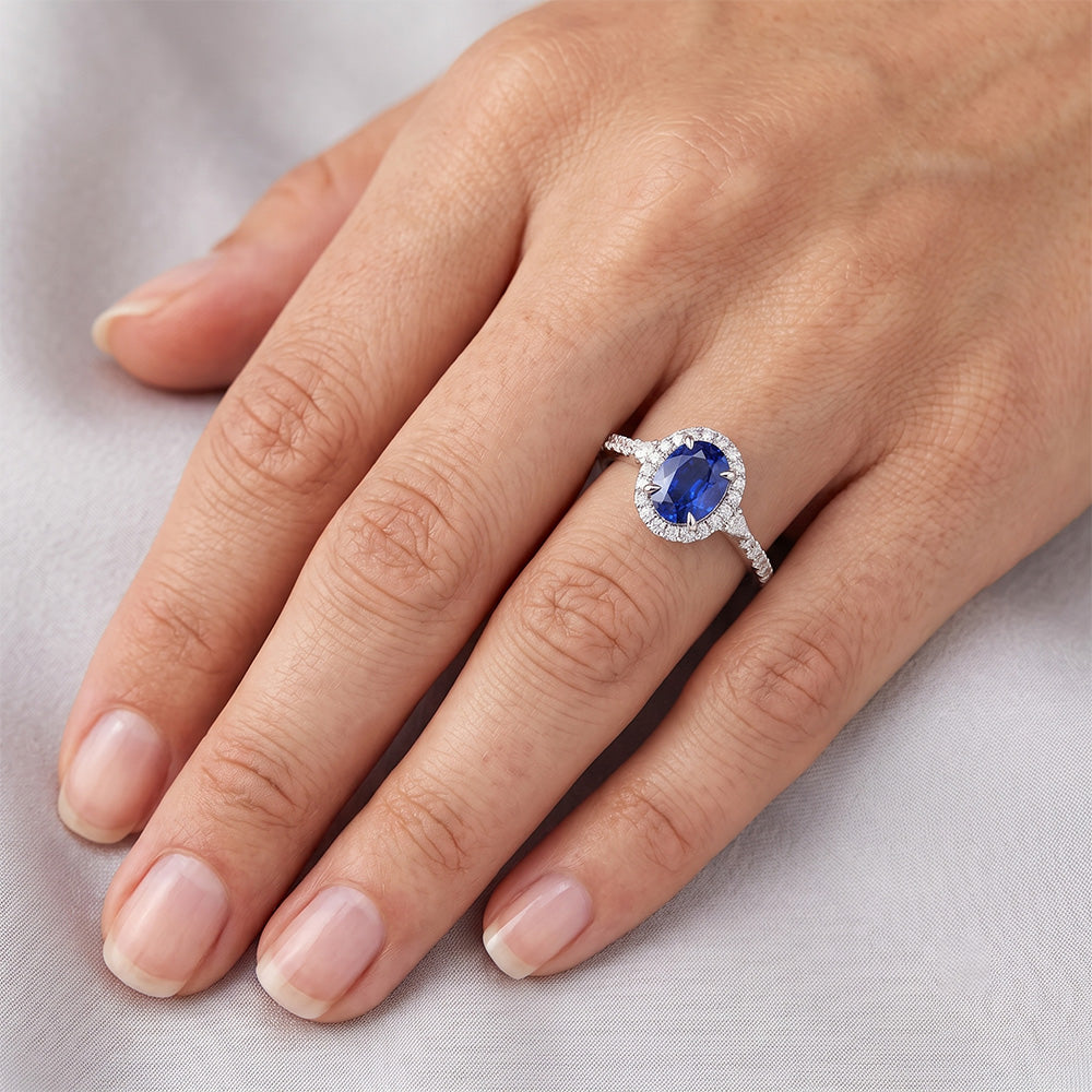 Diamante Naturale Autentico ( non creato in laboratorio ) E Zaffiri Anello