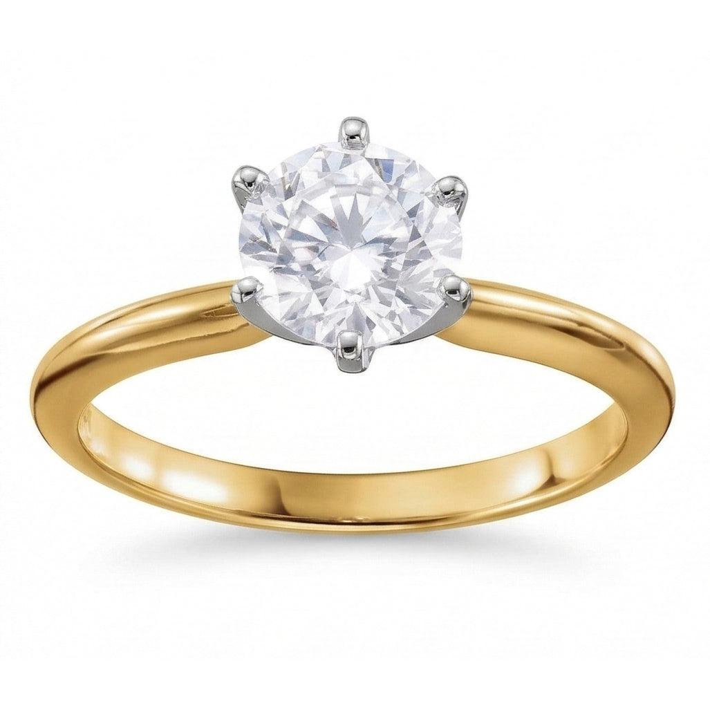 Diamante Naturale Autentico ( non creato in laboratorio ) Rotondo 3.52 ct. Anello Solitario Gioielli Bicolore