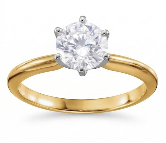 Diamante Naturale Autentico ( non creato in laboratorio ) Rotondo 3.52 ct. Anello Solitario Gioielli Bicolore