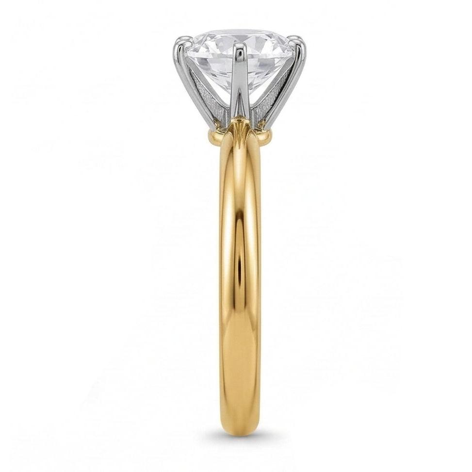 Diamante Naturale Autentico ( non creato in laboratorio ) Rotondo 3.52 ct. Anello Solitario Gioielli Bicolore