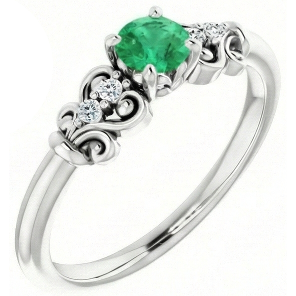 Diamante Naturale Autentico ( non creato in laboratorio ) rotondo verde smeraldo anello 1.40 carati oro bianco 14k gioielli