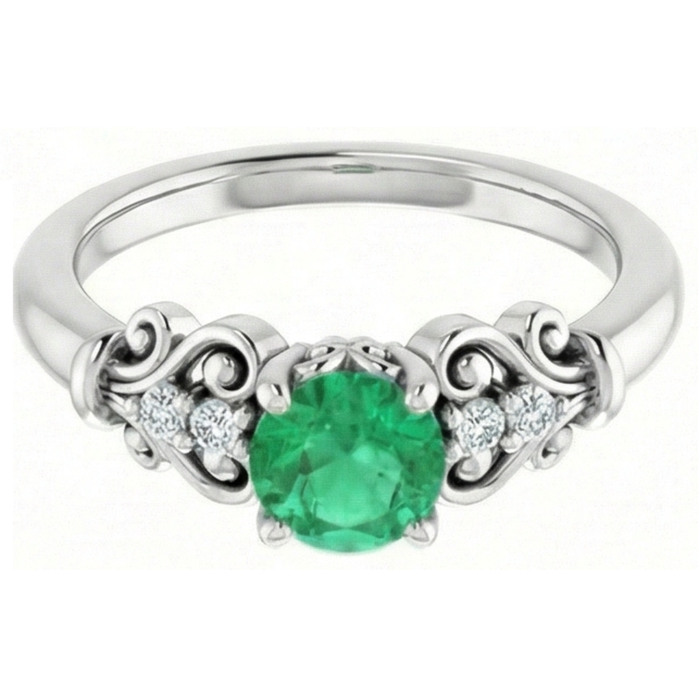 Diamante Naturale Autentico ( non creato in laboratorio ) rotondo verde smeraldo anello 1.40 carati oro bianco 14k gioielli