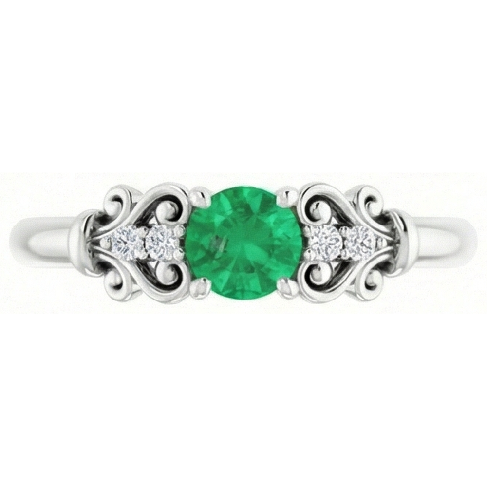 Diamante Naturale Autentico ( non creato in laboratorio ) rotondo verde smeraldo anello 1.40 carati oro bianco 14k gioielli