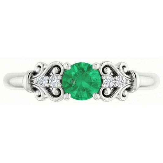 Diamante Naturale Autentico ( non creato in laboratorio ) rotondo verde smeraldo anello 1.40 carati oro bianco 14k gioielli