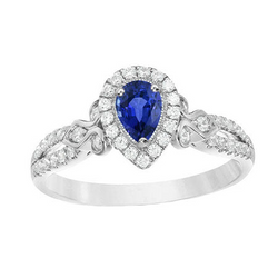 Diamante Halo Pera Zaffiro Anello Gambo diviso Gioielli da donna