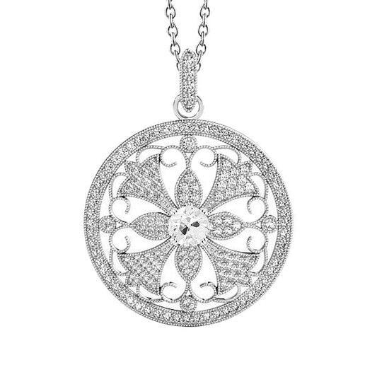Brillante Taglio Old Mine Pendente a Goccia in Oro 14 Carati Bianco – vista principale