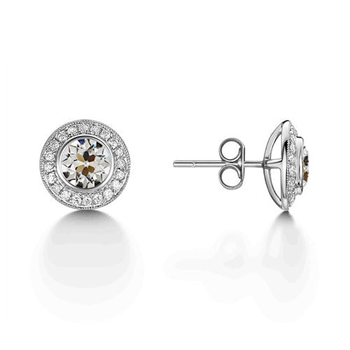 Cuscino Antico Diamante Fine anello in Oro Bianco 14K – vista principale