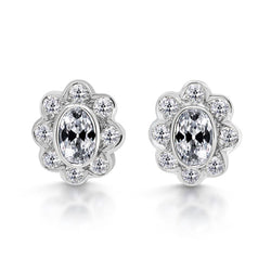 Diamante Fine Castone Chiuso Orecchini – 1 carati in Oro Bianco