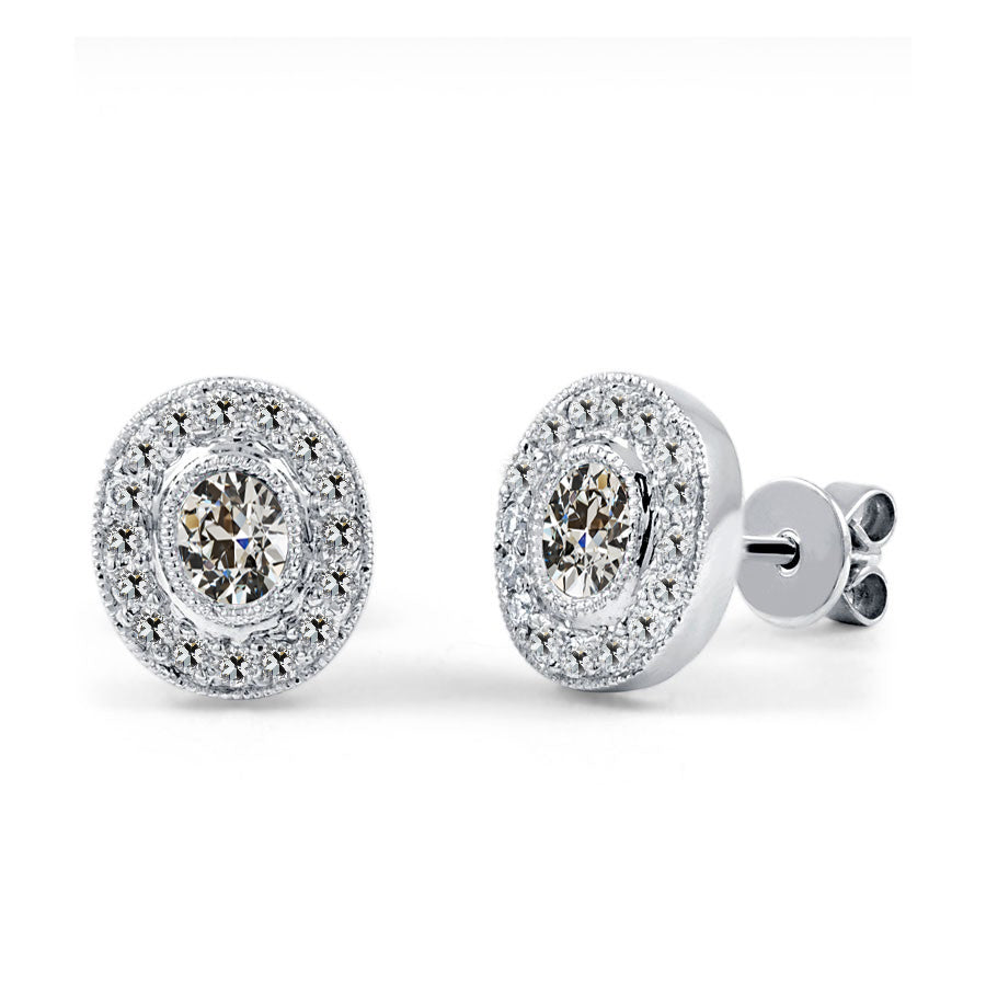 Orecchini a Lobo Oro Bianco 14K con Diamante – vista principale