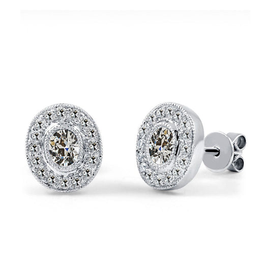 Orecchini a Lobo Oro Bianco 14K con Diamante – vista principale