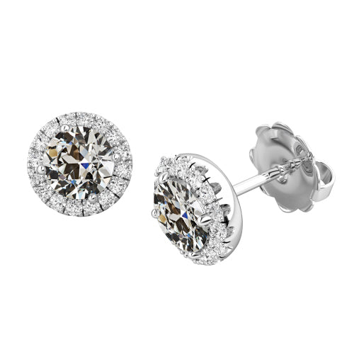 Diamante Cuscino Antico Orecchini Pendenti in Oro Bianco 14K – vista principale