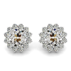 2 carati Diamante Orecchini a Lobo in Oro Bianco 14K