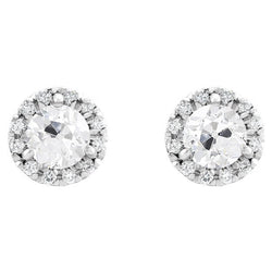 Oro Bianco 14K Diamante Orecchini – 5-carati Cuscino Antico