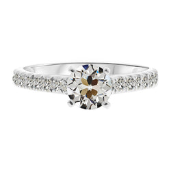 Sofisticato Anello Solitario con Accenti con Diamante Taglio Old