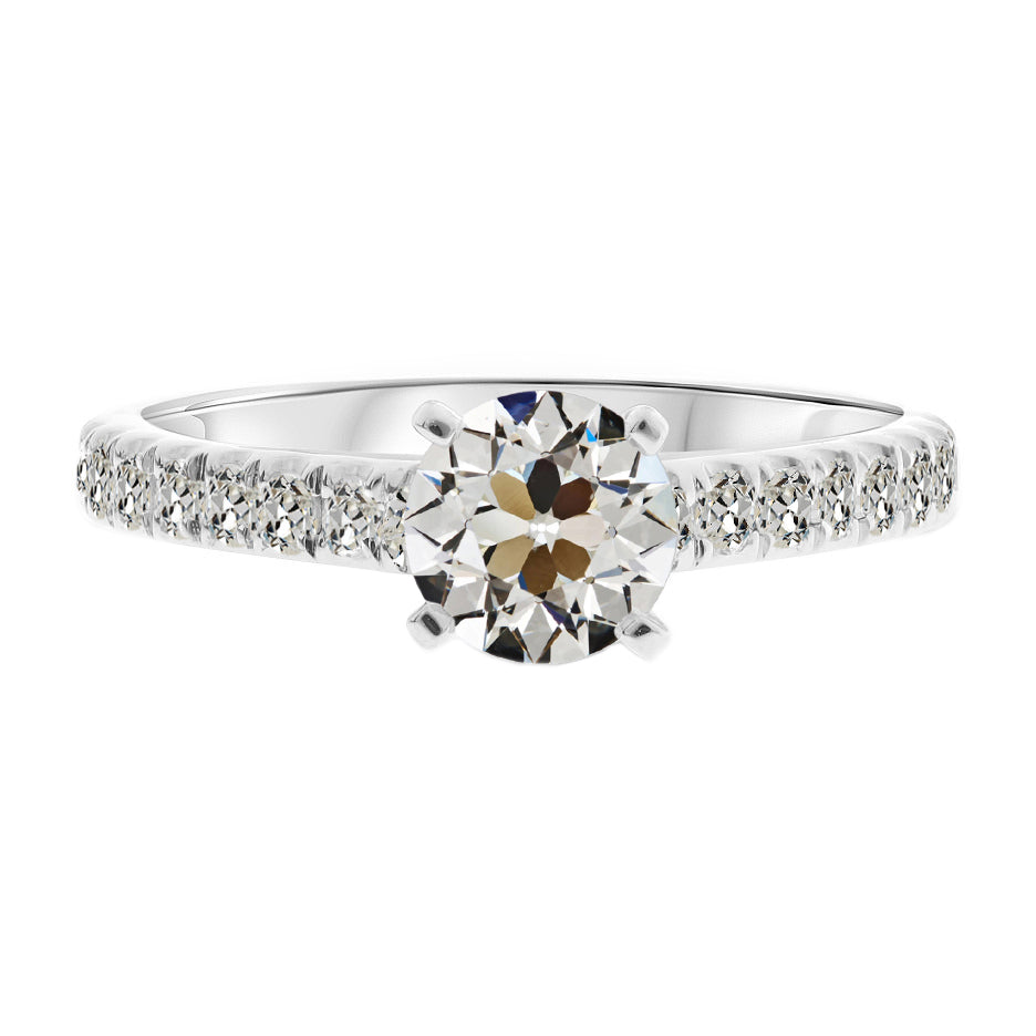 Diamante Anello Solitario con Accenti 2 carati Oro 14 Carati Bianco – vista principale
