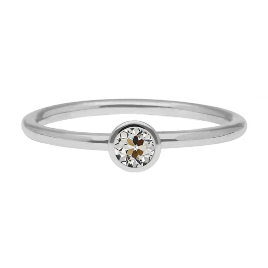 Brillante Cuscino Antico Anello Monopietra in Oro Bianco 14K – vista principale
