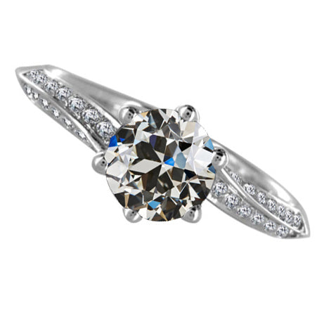 Anello Solitario con Accenti Oro 14 Carati Bianco con Diamante – vista principale