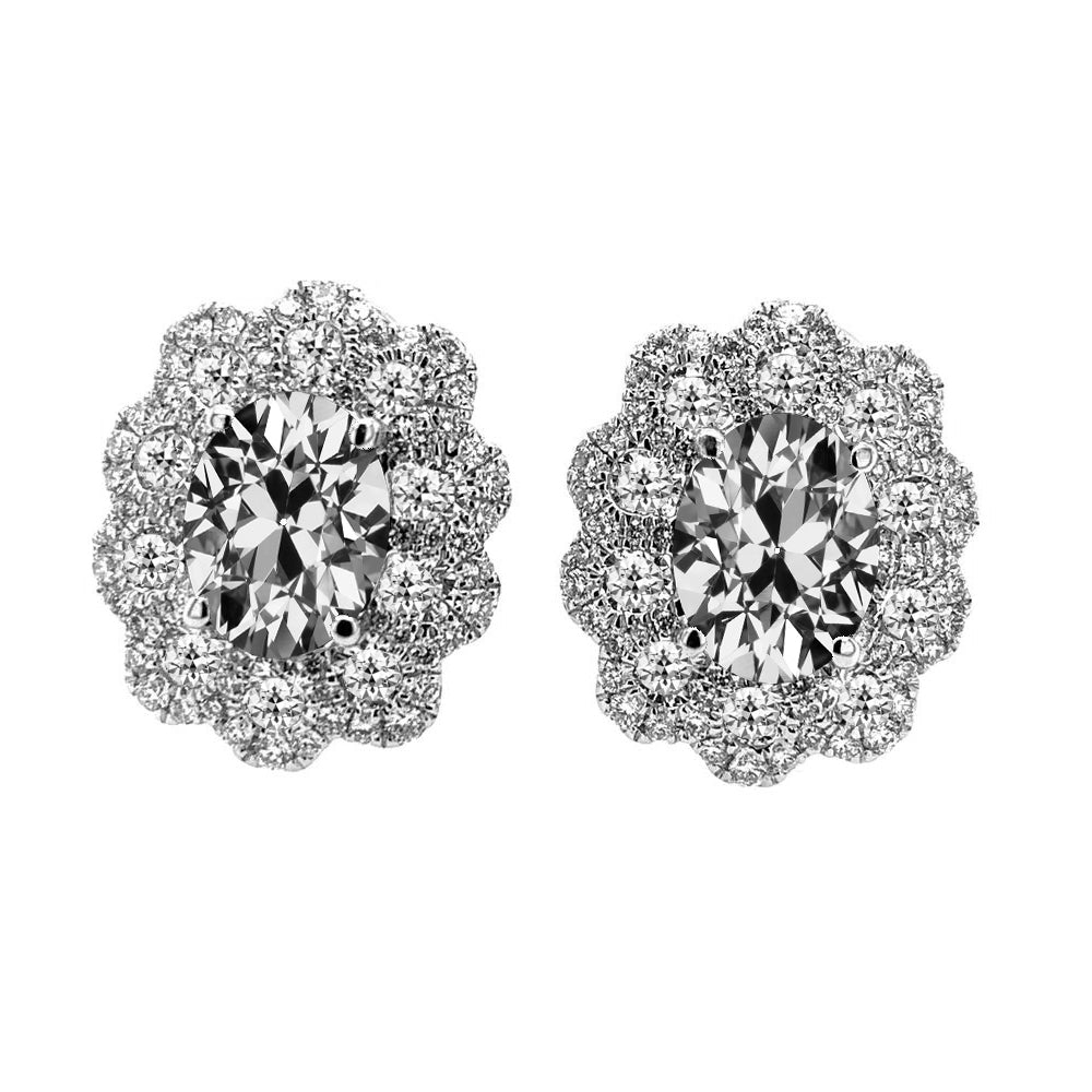 Cuscino Antico Diamante anello in Oro 14 Carati Bianco – vista principale