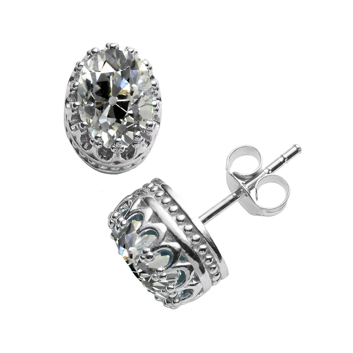 Diamante Orecchini Pendenti 3-carati Oro Bianco 14K – vista principale