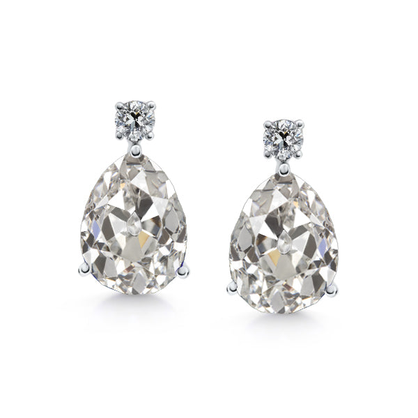 Diamante Fine Taglio Old Mine Orecchini a Lobo in Oro 14 Carati Bianco – vista principale
