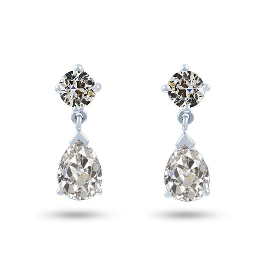 Orecchini a Lobo Oro Bianco 14K con Diamante Fine – vista principale