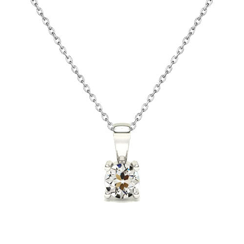 Brillante Cuscino Antico Pendente a Goccia in Oro Bianco 14K – vista principale