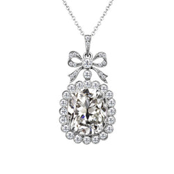 Oro 14 Carati Bianco Diamante Fine Pendente a Goccia