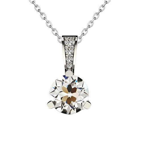 Brillante Collana Pendente 1,50 carati Oro 14 Carati Bianco – vista principale