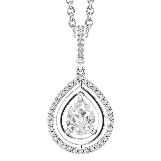 Diamante Cuscino Antico Pendente in Oro Bianco 14K – vista principale