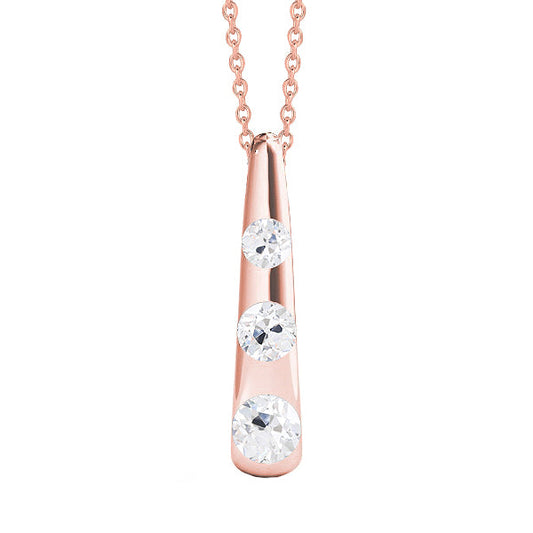 Diamante Pendente 1-carati Oro 14 Carati Rosa – vista principale