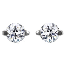 Oro Bianco 14K Cuscino Antico Diamante Fine Orecchini 2,50 carati