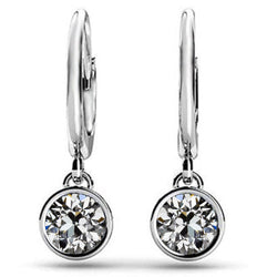 Brillante Orecchini – Incassato a Bezel 2 carati Oro Bianco 14K