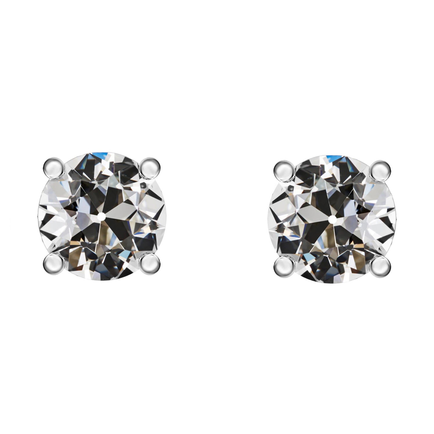 Cuscino Antico Diamante Fine anello in Oro Bianco 14K – vista principale