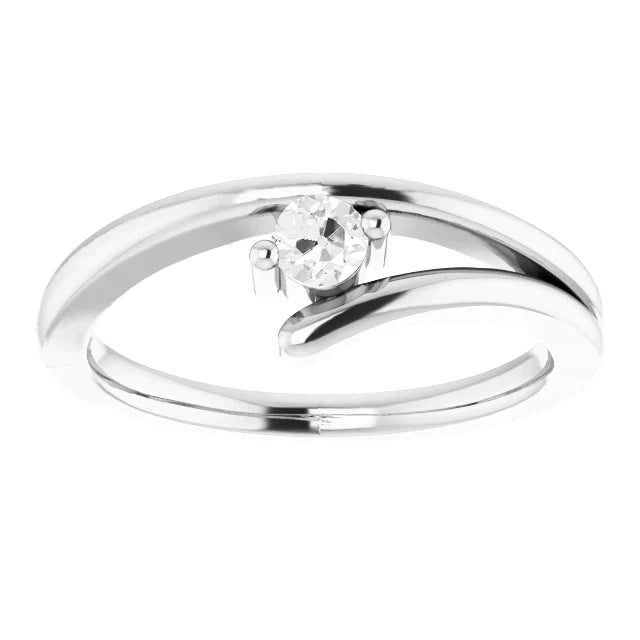 Anello Monopietra Oro Bianco 14K con Diamante – vista principale