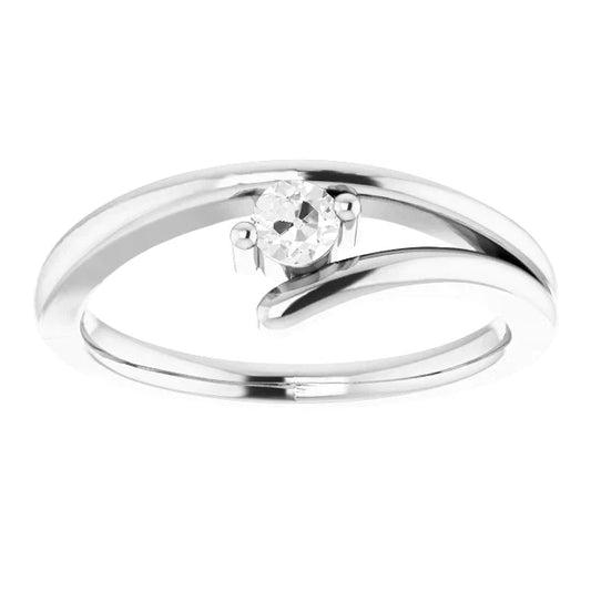 Anello Monopietra Oro Bianco 14K con Diamante – vista principale