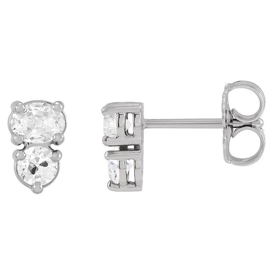 Diamante Orecchini Pendenti 7-carati Oro 14 Carati Bianco – vista frontale