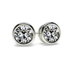 Oro 14 Carati Bianco Diamante Orecchini – 1,50-carati Taglio Old