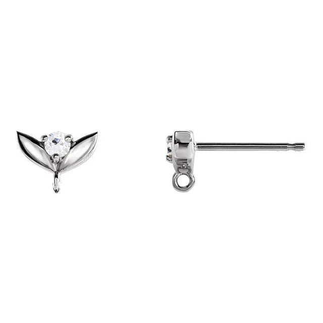 Taglio Old Mine Diamante Fine anello in Oro 14 Carati Bianco – vista frontale