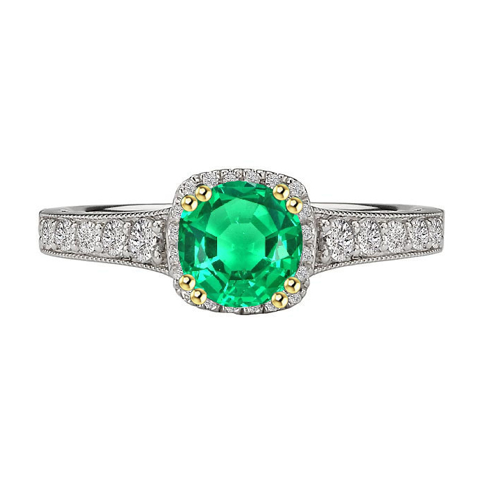 Anello con Gemma Oro 14 Carati Bicolore con Smeraldo – vista principale