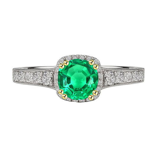 Anello con Gemma Oro 14 Carati Bicolore con Smeraldo – vista principale