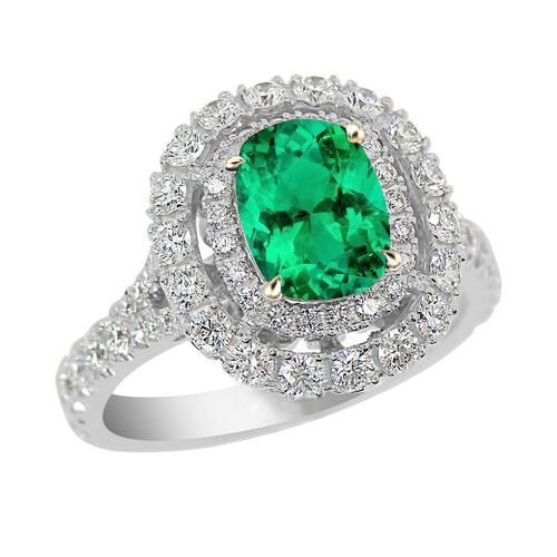Anello con Pietra Preziosa Oro Bicolore 14K con Smeraldo Colombiano – vista principale