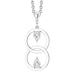 Pendente a Goccia Oro Bianco 14K – Diamante Fine Taglio Old Mine