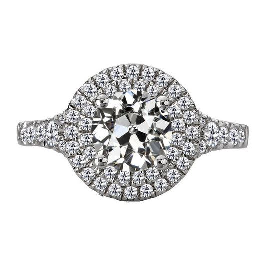 Brillante Anello di Fidanzamento Halo 3,50-carati Oro Bianco 14K – vista principale