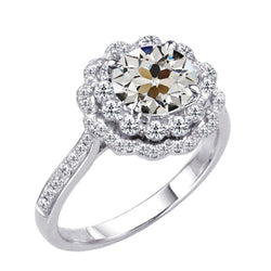 Premium Brillante Anello con Pavé Halo 2 carati – Oro 14 Carati