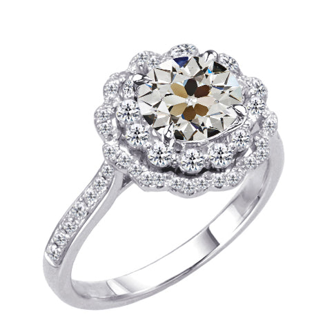 Anello con Pavé Halo Oro 14 Carati Bianco con Brillante – vista principale